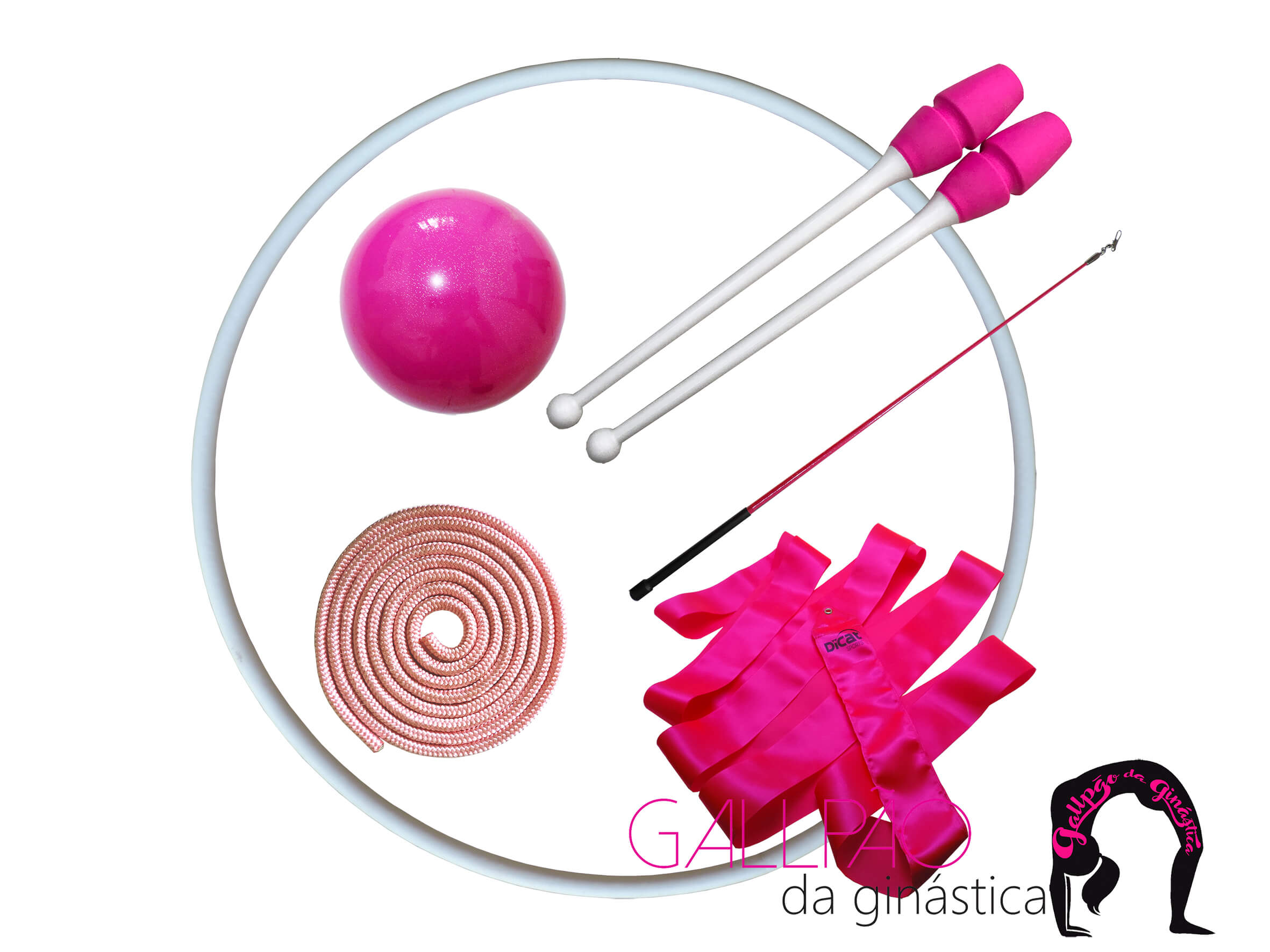 Kit Ginástica Rítmica Pink Metalizado com Maça Conectável
